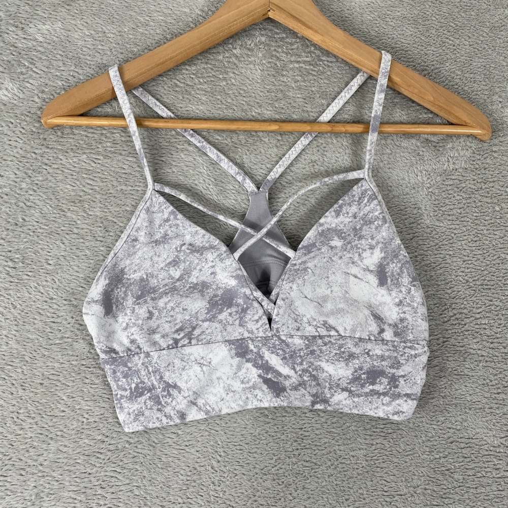 Lululemon Free To Be Wild Bra Womens 6 Grey Marble Strappy Back Yoga Sport